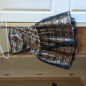 Jessica McClintock Black lace strapless mini dress Size 5/6